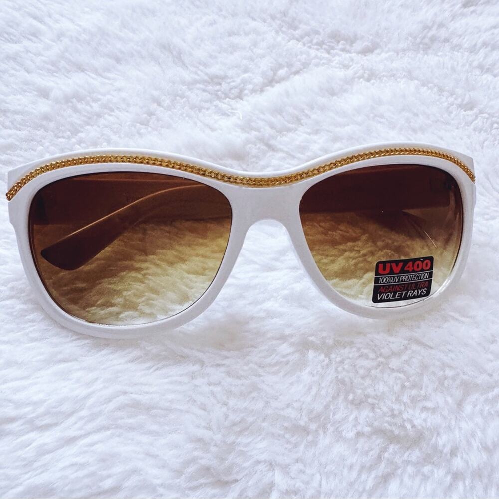 Rina White and Gold Sunglasses